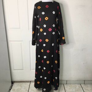 Gimaguas Women’s Black Long Sleeve Boho Maxi Dress Size S / M